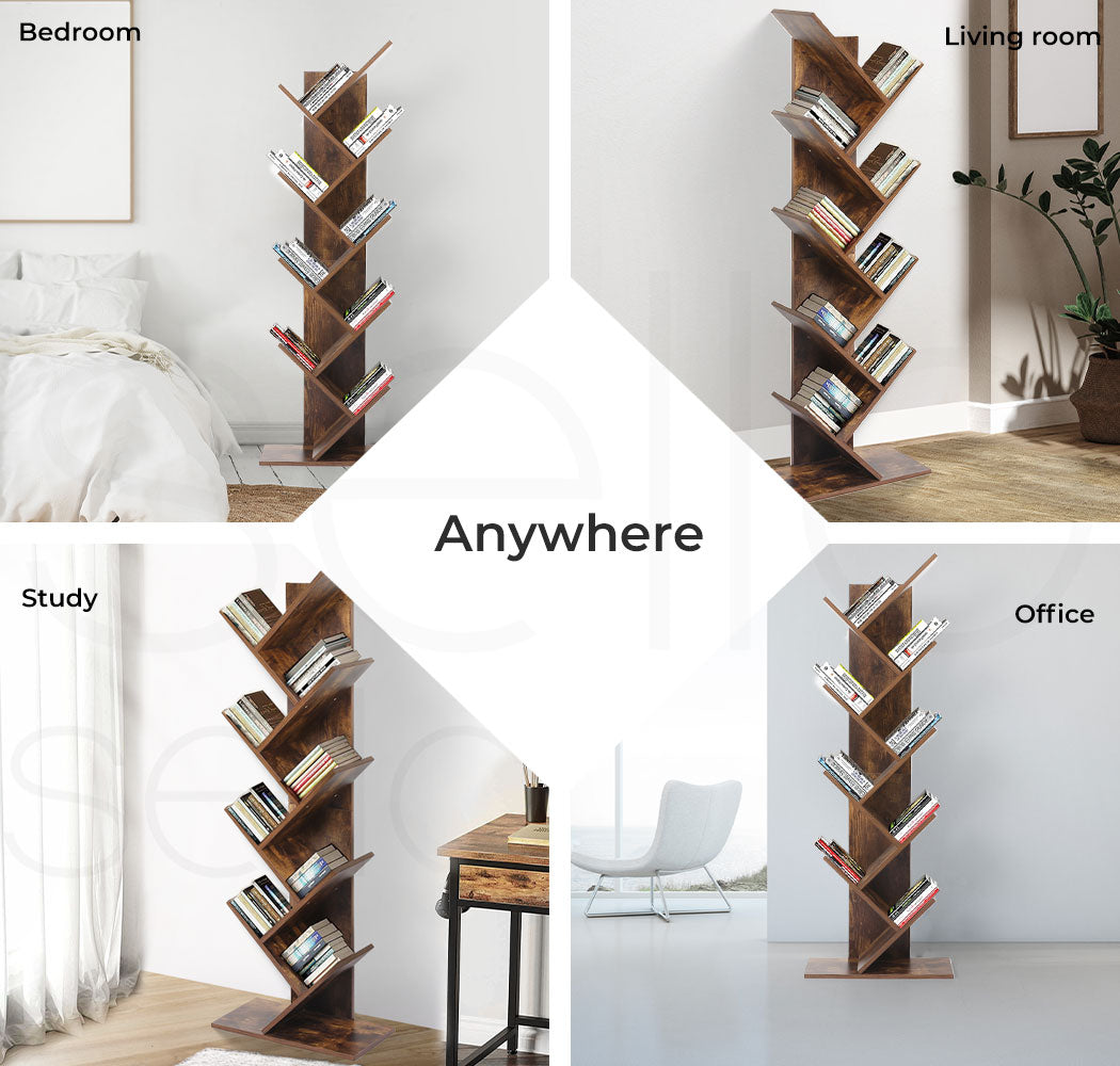 Levede Bookshelf Tree Bookcases Book Storage Wooden 8 Tier Home Display Stand