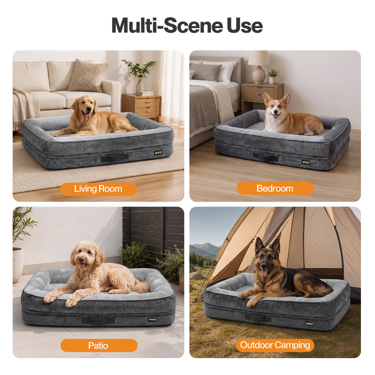 Skylos Large Dog Bed Orthopedic Support Sofa For Joint Relief Washable Grey