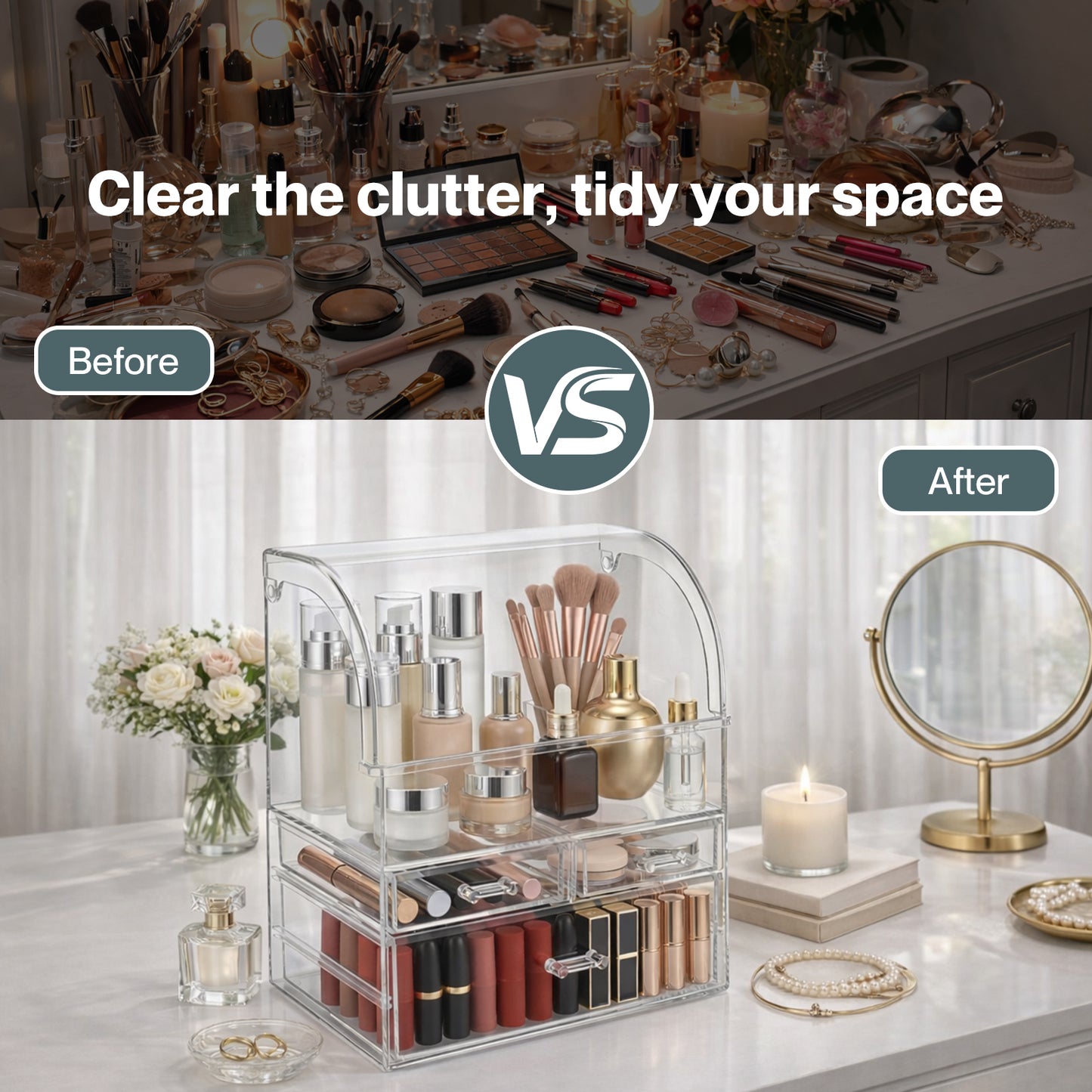ilus Makeup Storage Organiser Acrylic Cosmetics Organizer Beauty Clear Color