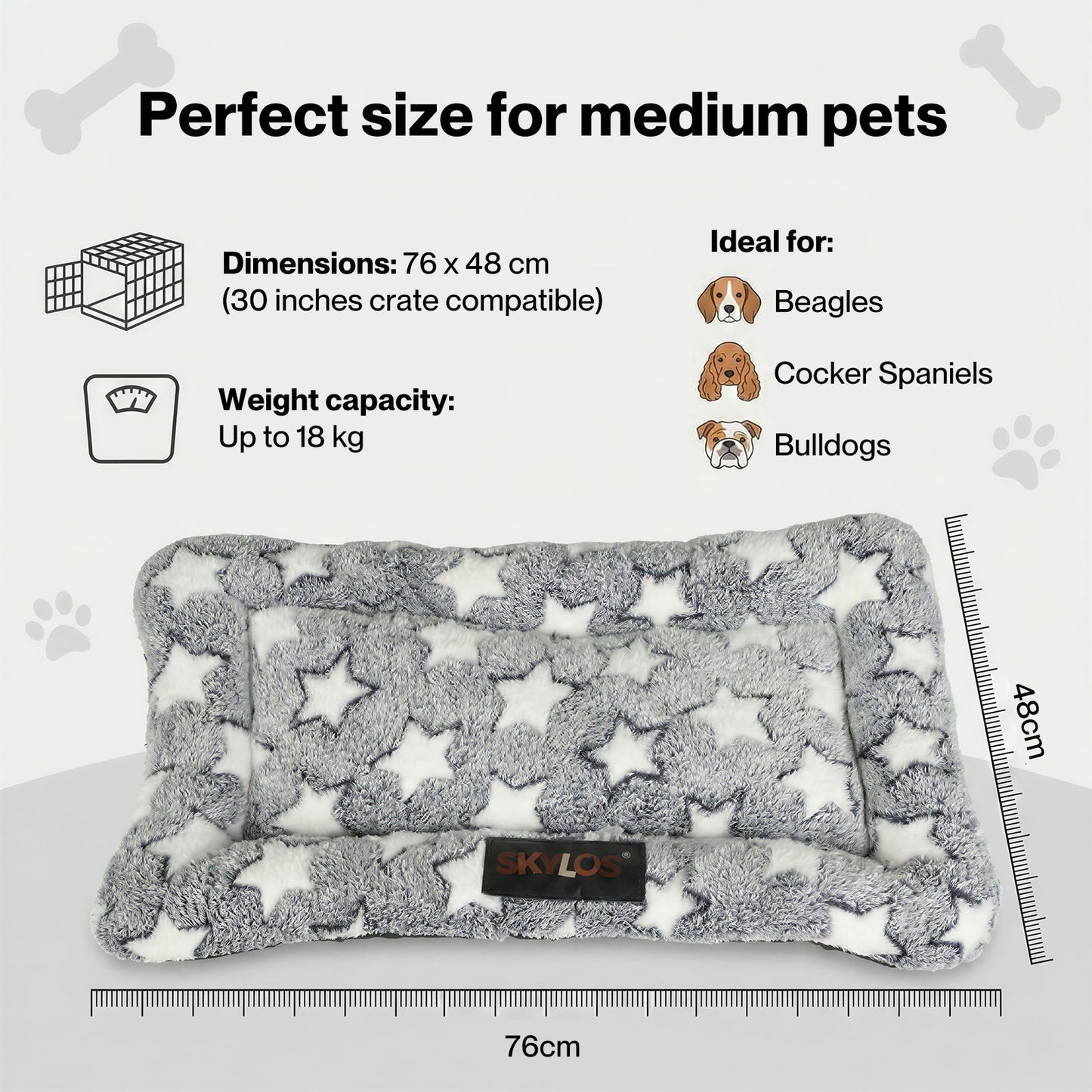Skylos Dog Bed Arctic Fleece Soft Pet Cat Cushion Large Dog Puppy Crate Mat