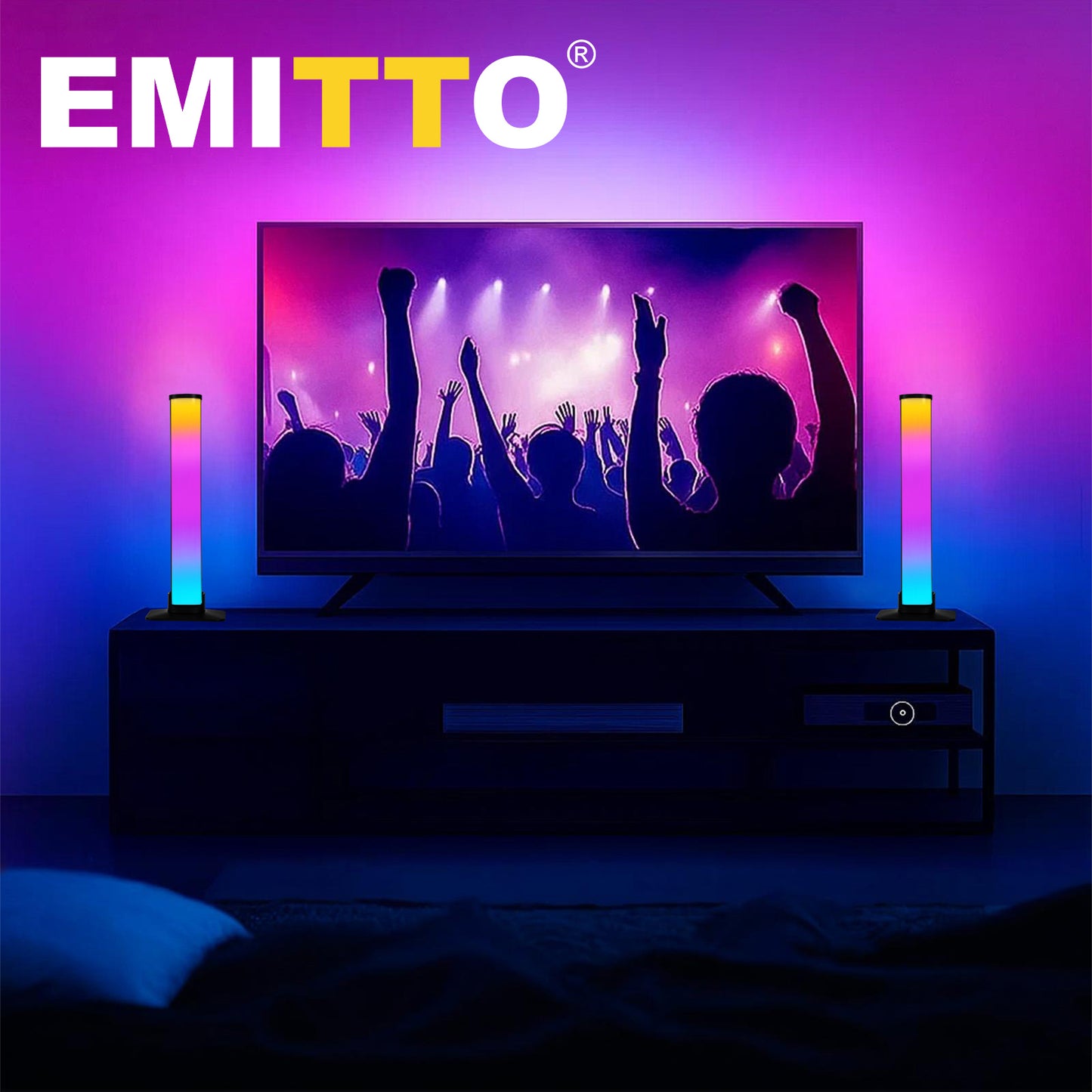 Emitto 2x Smart RGB LED Light Bar Ambient Lamp Color Changing Music TV Backlight