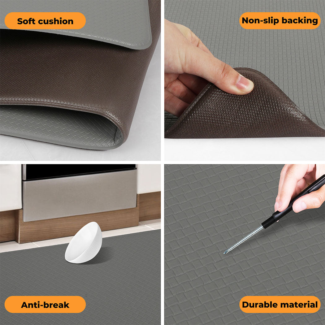 Marlow 2 Piece Kitchen Mat Runner Set Non-slip Washable Anti Fatigue Floor Mats