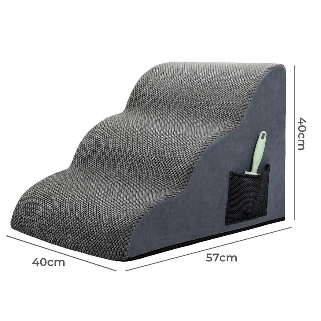 Skylos 3-Step Pet Stair Dog Ramp for Sofa Bed High Density Foam Non-Slip Ladder