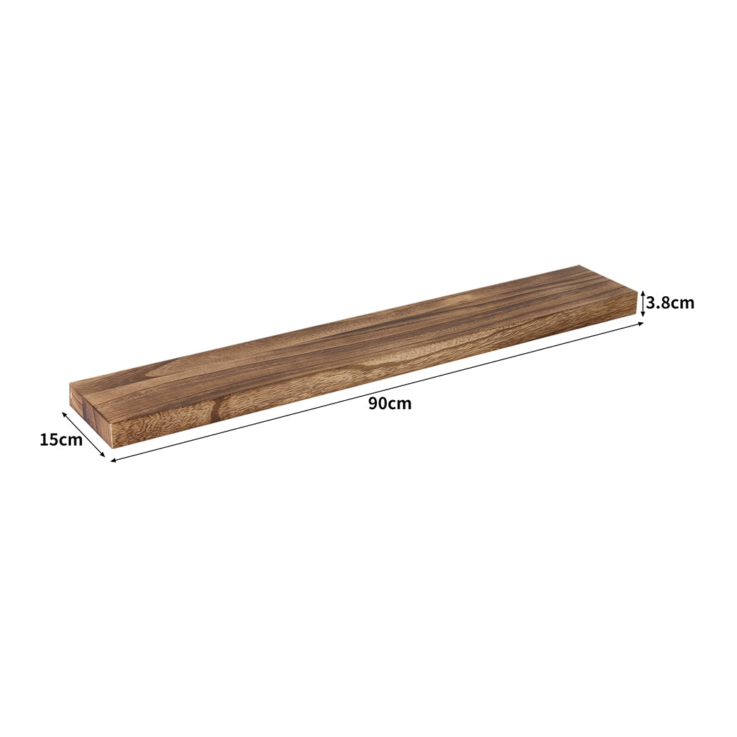 Wall Floating Shelves Wooden Mounted Storage Free Brackets Set 2Pcs 35.5IN 90CM