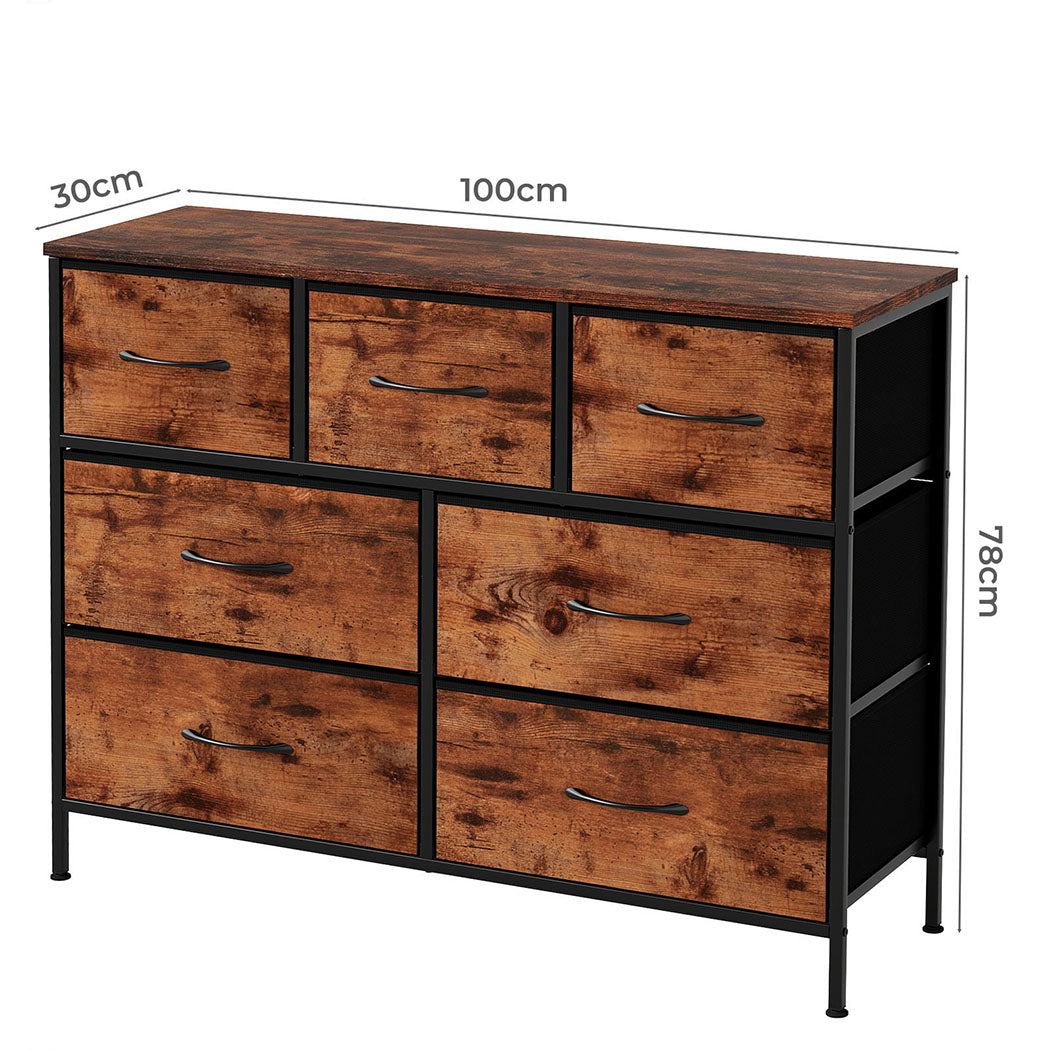 Levede Chest of Drawers 7 Drawer Storage for Bedroom Living Room in Brown Black