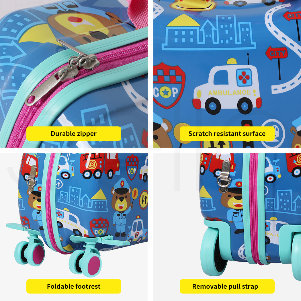 Dekko 17'' Kids Ride On Suitcase Carry On Travel Luggage on Wheel Lightweight