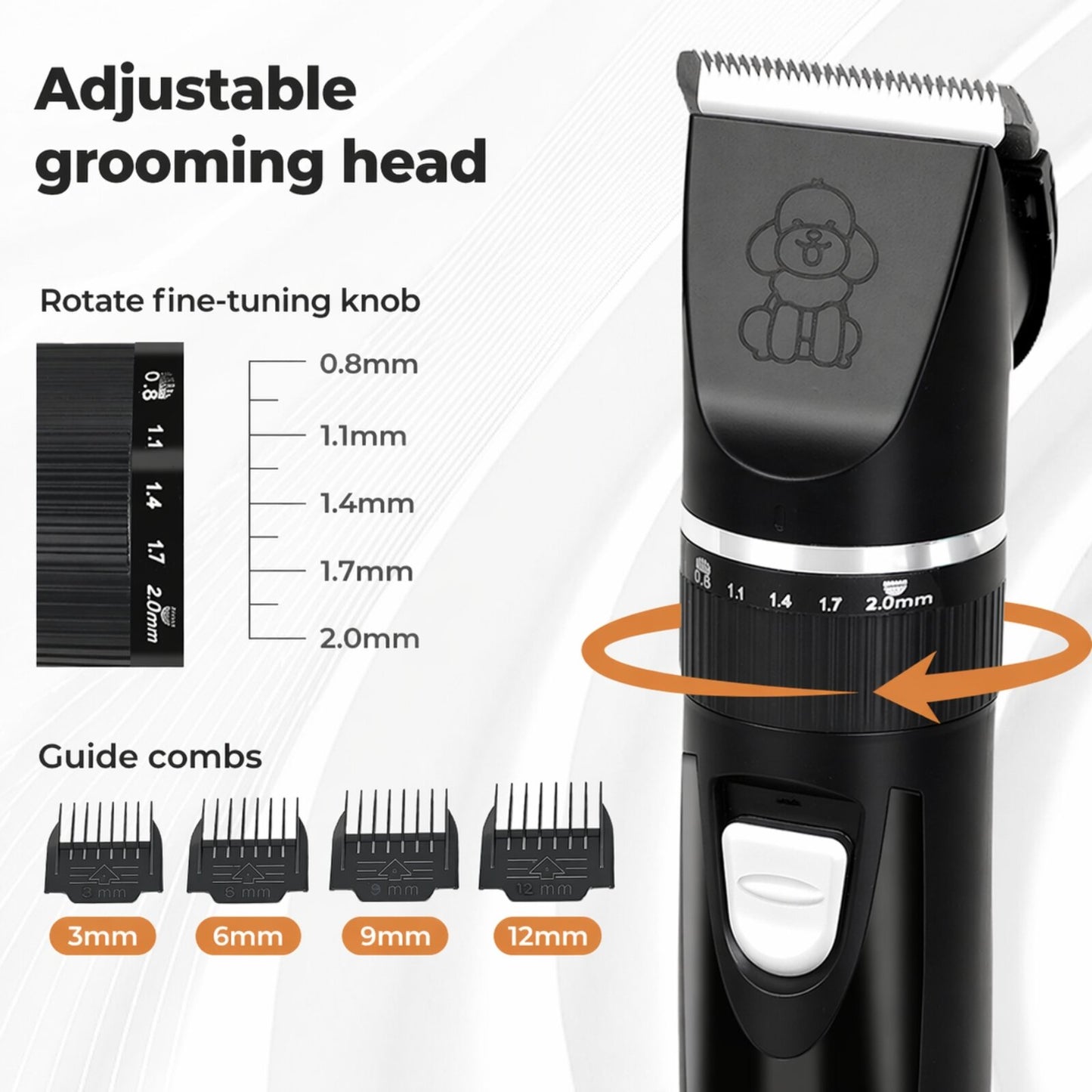 Skylos Pet Clipper Kit Dog Cat Grooming Cordless Low Noise Adjustable Trimmer