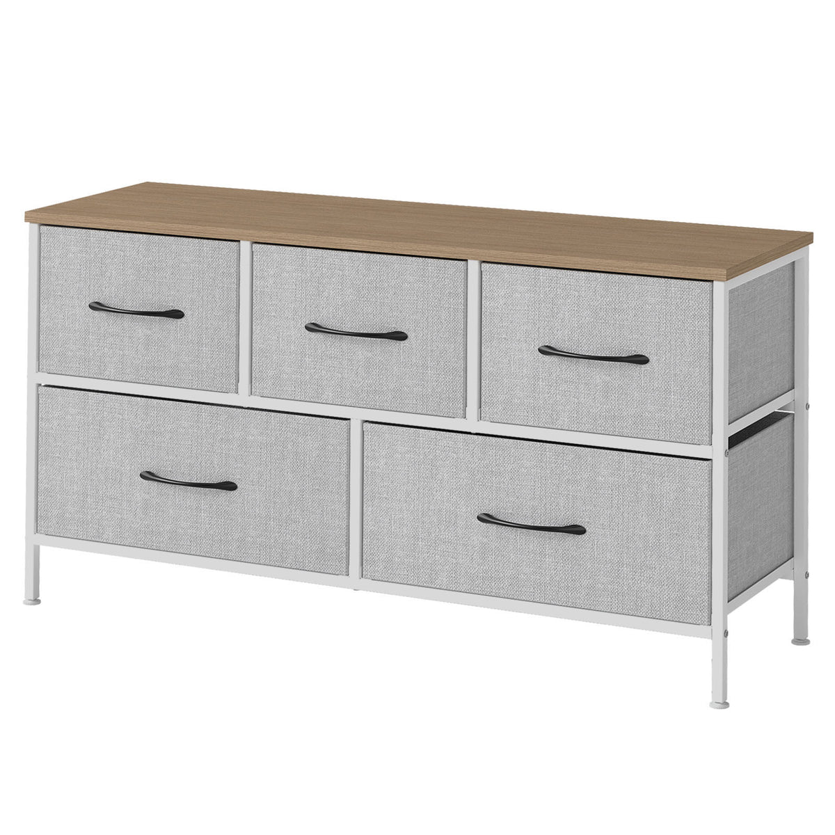Levede Fabric Chest of Drawers 5 Drawer Dresser Bedside Storage Organizer Unit