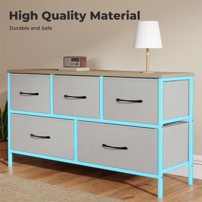 Levede Fabric Chest of Drawers 5 Drawer Dresser Bedside Storage Organizer Unit