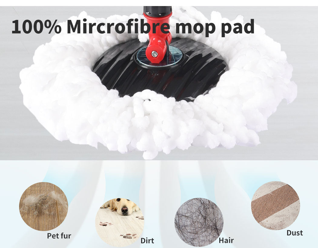 Spin Mop Bucket Set 360° Degree Stainless Steel Rotating Wet Dry Black