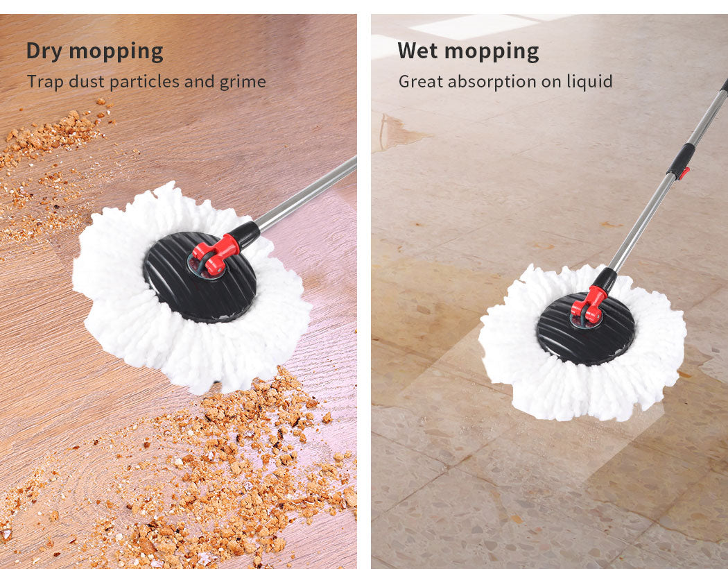 Spin Mop Bucket Set 360° Degree Stainless Steel Rotating Wet Dry Black