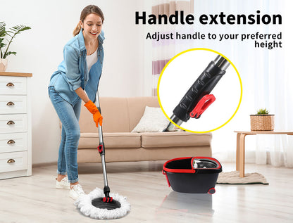 Cleanflo Spin Bucket Set Wet Dry Stainless Steel 360Â° Rotating 2 Floor Mop Head