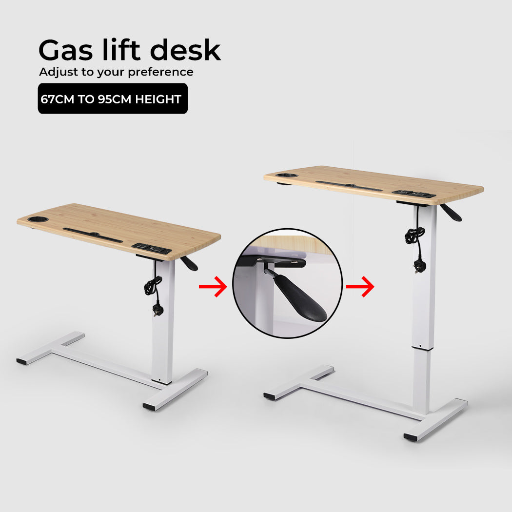 Standing Desk Height Adjustable Stand Over Bed Laptop Table Shelf Electric USB