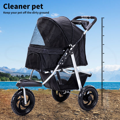 Skylos Pet Stroller Pram Dog Carrier Trailer Strollers 3 Wheels Foldable Large