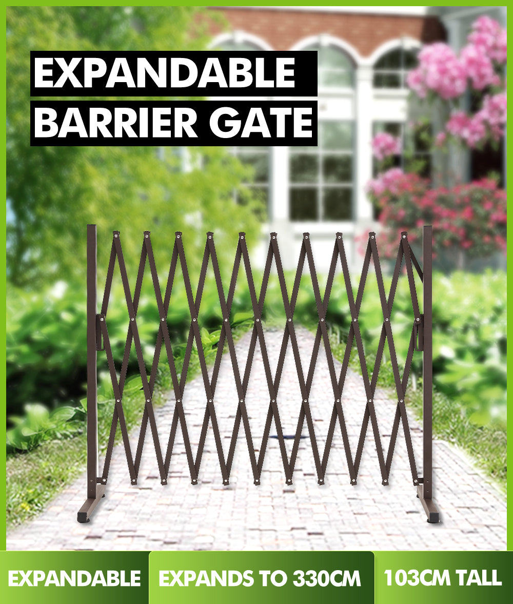 Security Gate Pet Baby Metal Barrier Garden Indoor Outdoor Expandable  3.3M