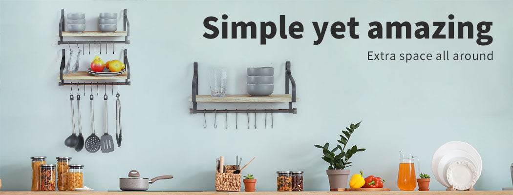 Levede Floating Shelf Brackets Wall Shelves Mount Display Rack Storage Hook