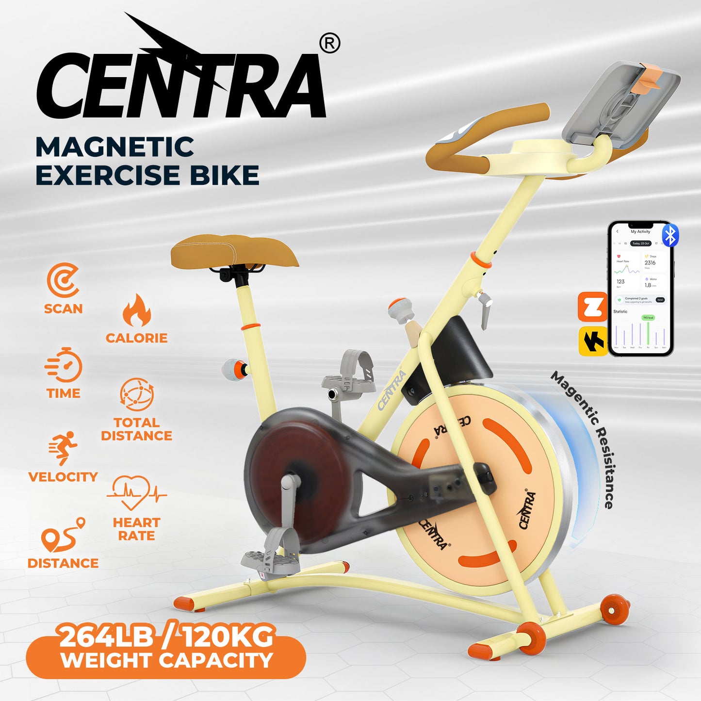 CENTRA Magnetic Exercise Bike Smart Indoor Cycling Bike Home Gym Cardio Trainer