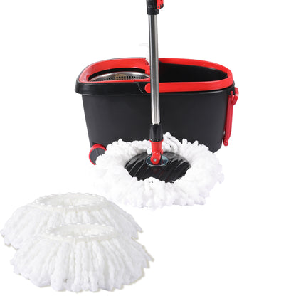 Cleanflo Spin Bucket Set Wet Dry Stainless Steel 360Â° Rotating 2 Floor Mop Head