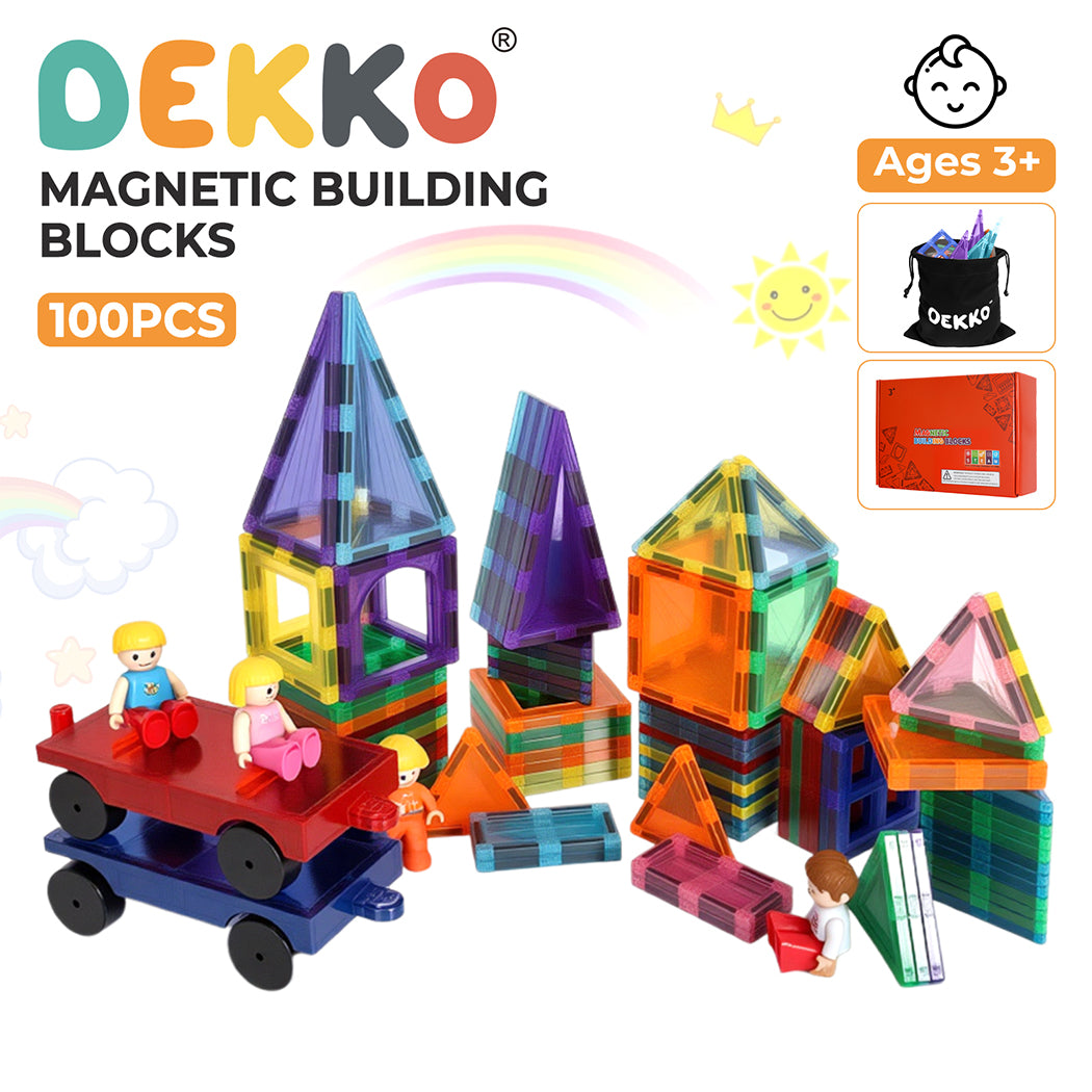 Dekko 100Pcs Magnetic Tiles Building Blocks Kids Educational Construction Toys