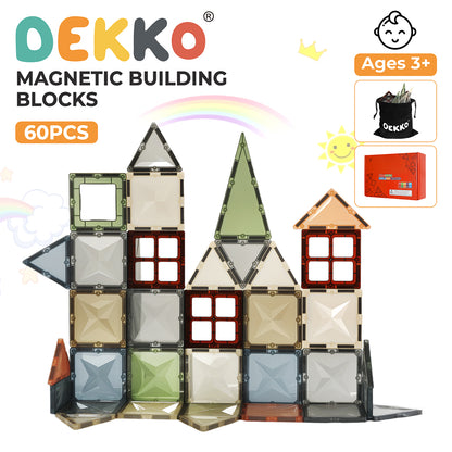 Dekko Magnetic Tiles 60PC for Kids Building Blocks Construction Fun Activity Kit