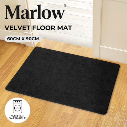 Marlow Non Slip Door Mat Indoor Entrance Rug Dirt Trapper Washable 60x90cm Black
