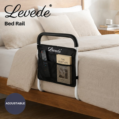 Levede Bed Rails Adjustable Heights Storage Pocket Assist Support Side Railings