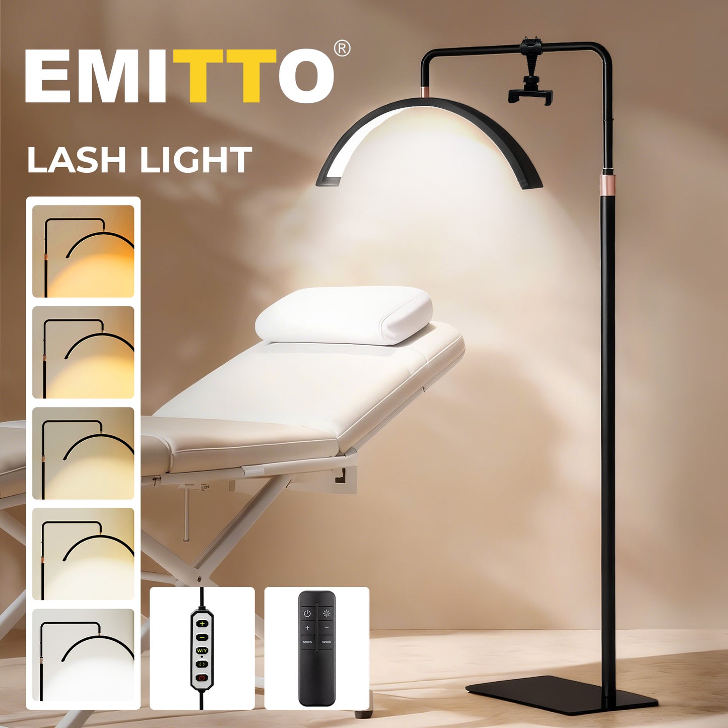 Emitto LED Lash Light Half Moon Lamp for Lash Extension Tattoo Aluminium Alloy