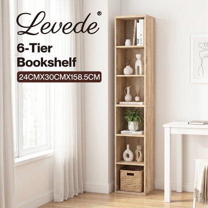 Levede Bookcases Book Shelf Shelving Storage Unit Slim Wood Office Home Wood
