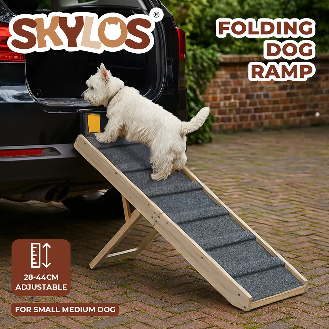 Skylos Adjustable Dog Pet Ramp Foldable Stairs Non-Slip Ramp for Car Bed Sofa