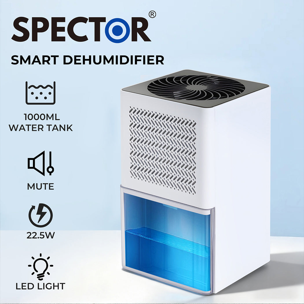 Spetor Portable Quiet Mini Dehumidifier Moisture Extraction 1L Tank LED Lights