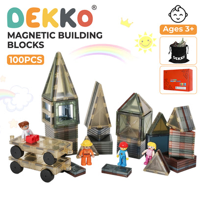 Dekko 100PC Magnetic Building Tiles Kid Creative 3D Educational Construction Toy