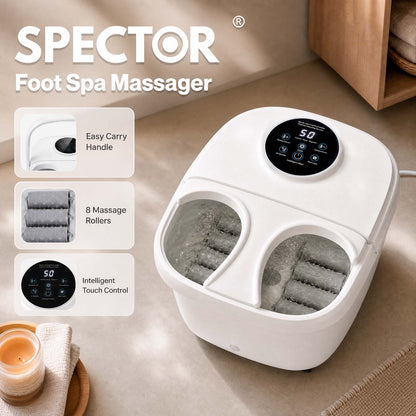 Spector Foot Spa Massager Bath Electric Heater Temperature Control Bubbles White
