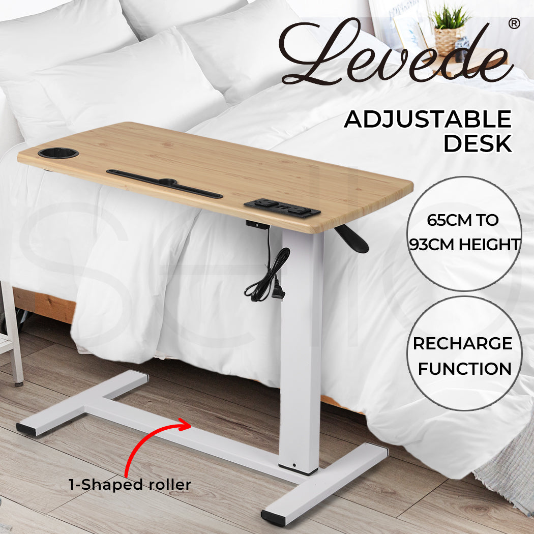 Standing Desk Height Adjustable Stand Over Bed Laptop Table Shelf Electric USB