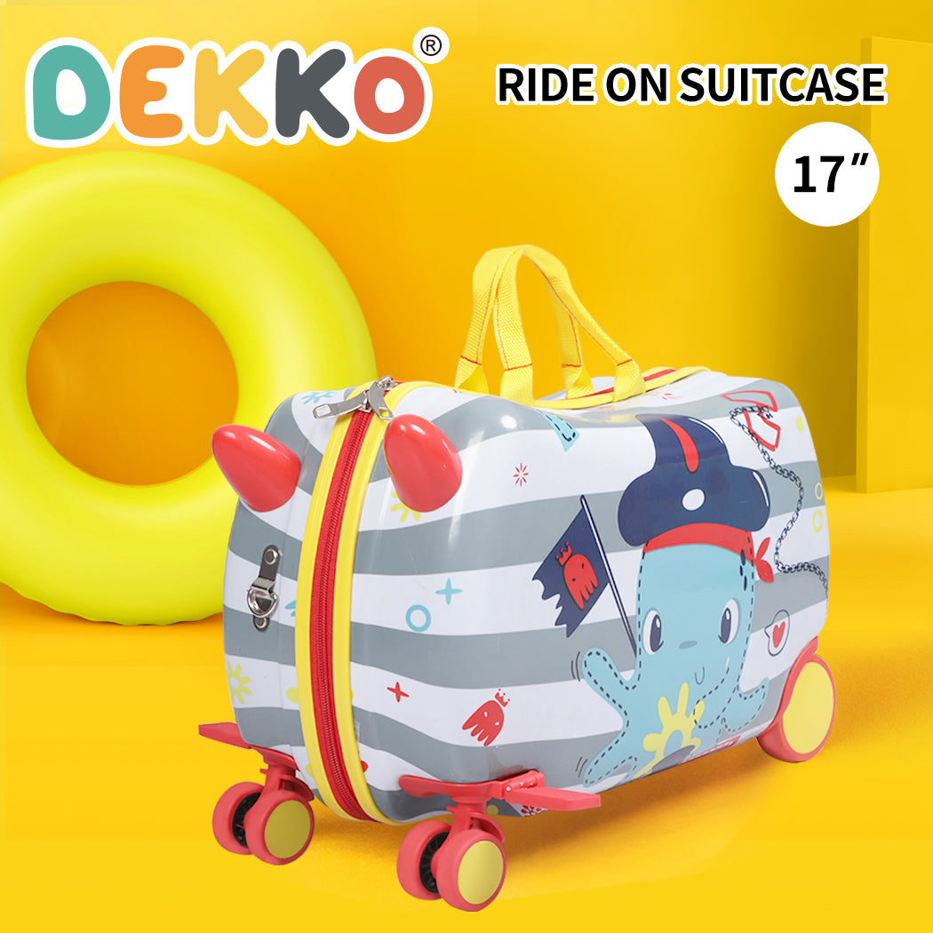 Dekko 17' ' Kids Luggage Ride On Suitcase on Wheel with Scooter for Travel Seat
