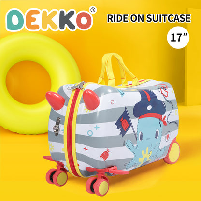 Dekko 17' ' Kids Luggage Ride On Suitcase on Wheel with Scooter for Travel Seat