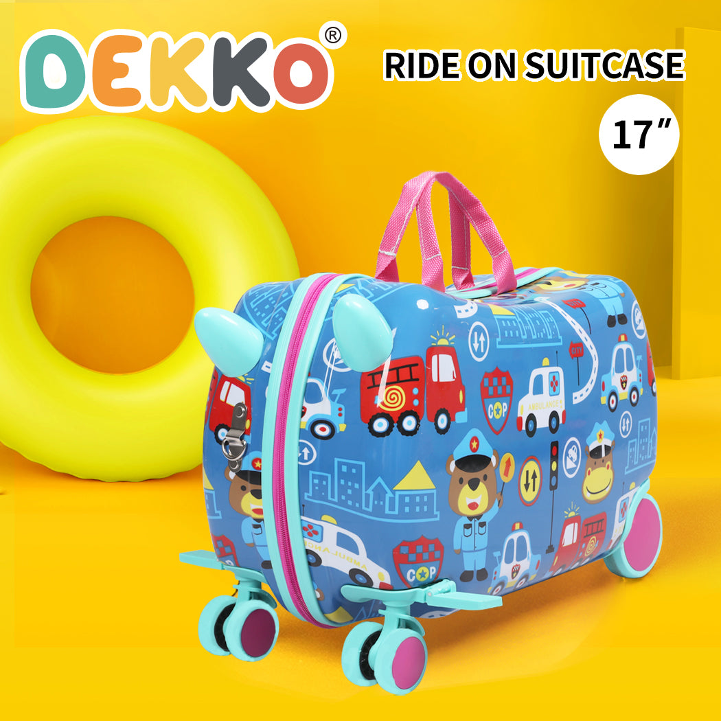 Dekko 17'' Kids Ride On Suitcase Carry On Travel Luggage on Wheel Lightweight