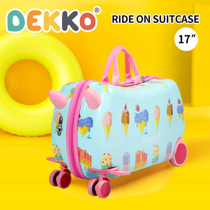 Dekko Kids Ride On Suitcase Children Travel Luggage Carry Bag Trolley Ice Cream