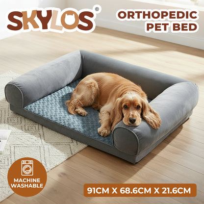 Skylos Orthopedic Pet Bed Foam Large Dog Bedding Plush Mattress Soft Cushion Mat