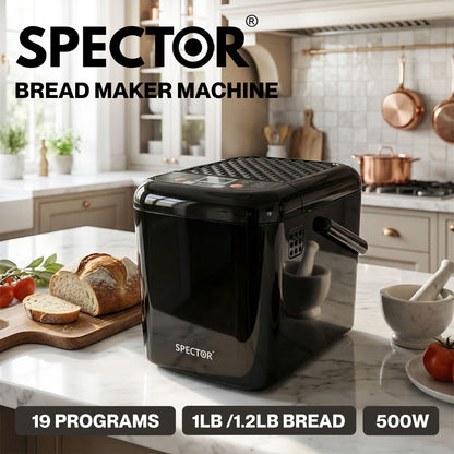 Spector 19 in 1 Bread Maker 1.2LB Bread Machine Low Noise 500W Timer Non Stick