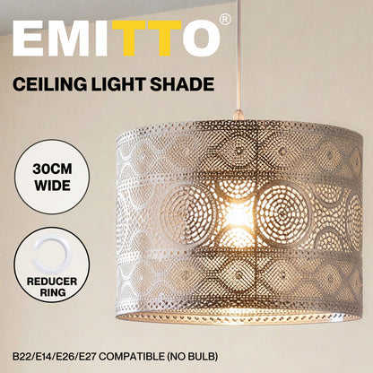 Emitto Ceiling Light Shade Moroccan Style Silver Chrome Pendant Shade Lamp Decor