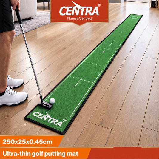 Centra Golf Putting Mat 250cm Nylon Surface 10-Speed Roll Indoor Outdoor Green