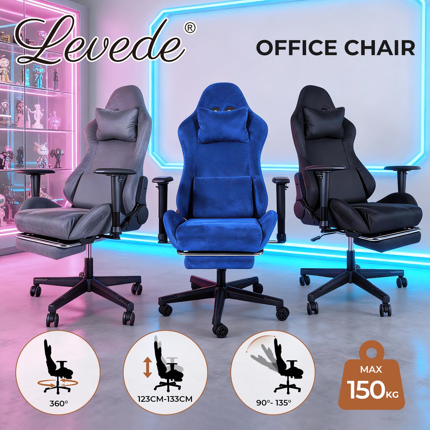 Levede Office Gaming Chair Luxury Warm Recliner Spring Padding with Footrest
