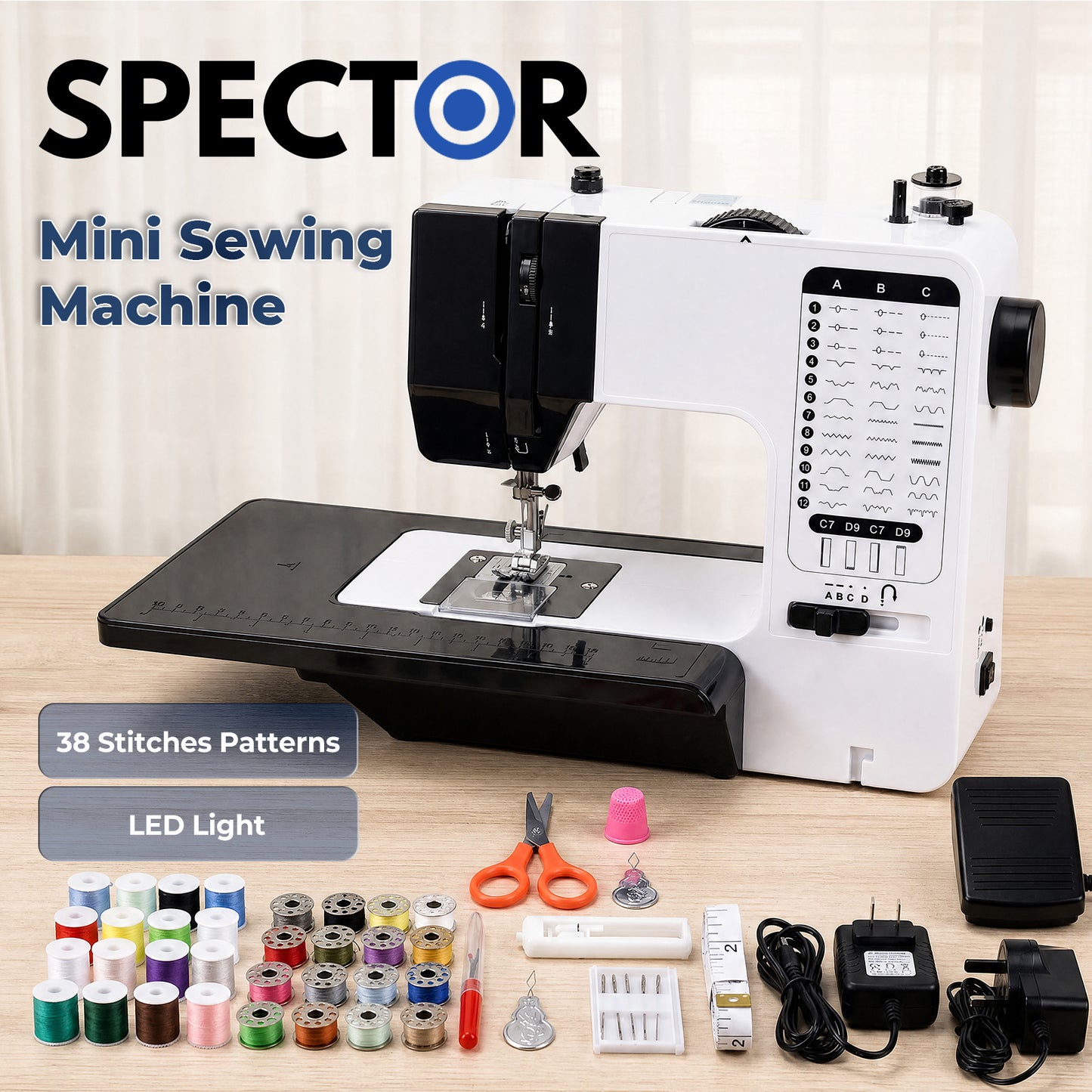 Spector Mini Sewing Machine Portable Electric Household DIY Sewing Kit Pedal
