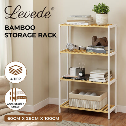 Levede 4-Tier Bamboo Shoe Rack Stand Adjustable Wooden Storage Shelf Organiser