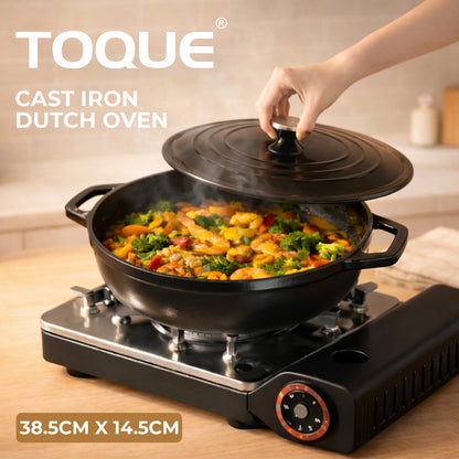 Toque Cast Iron Enameled Dutch Oven Bread Baking Casserole Pot Self-Basting Lid