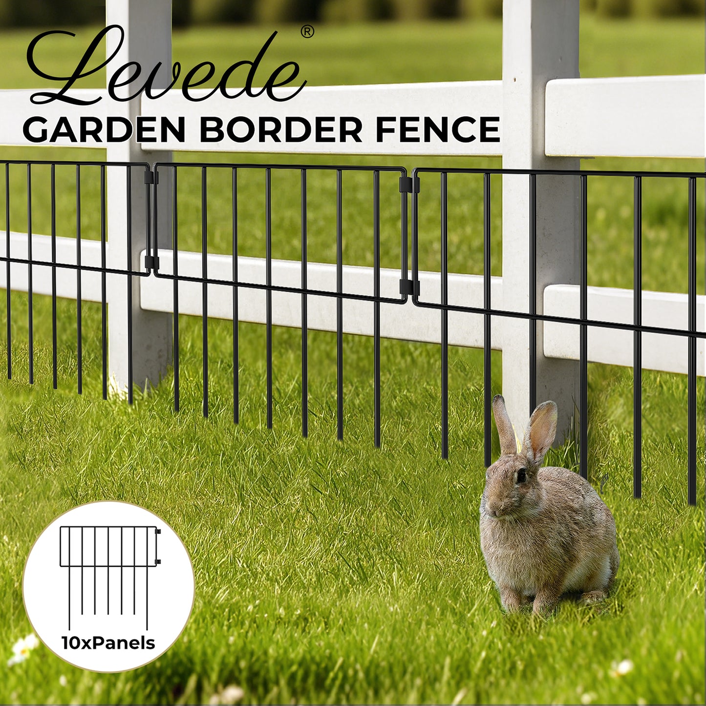 Levede 10 Pack Animal Barrier Outdoor Pet Border Metal Decorative Garden Fence