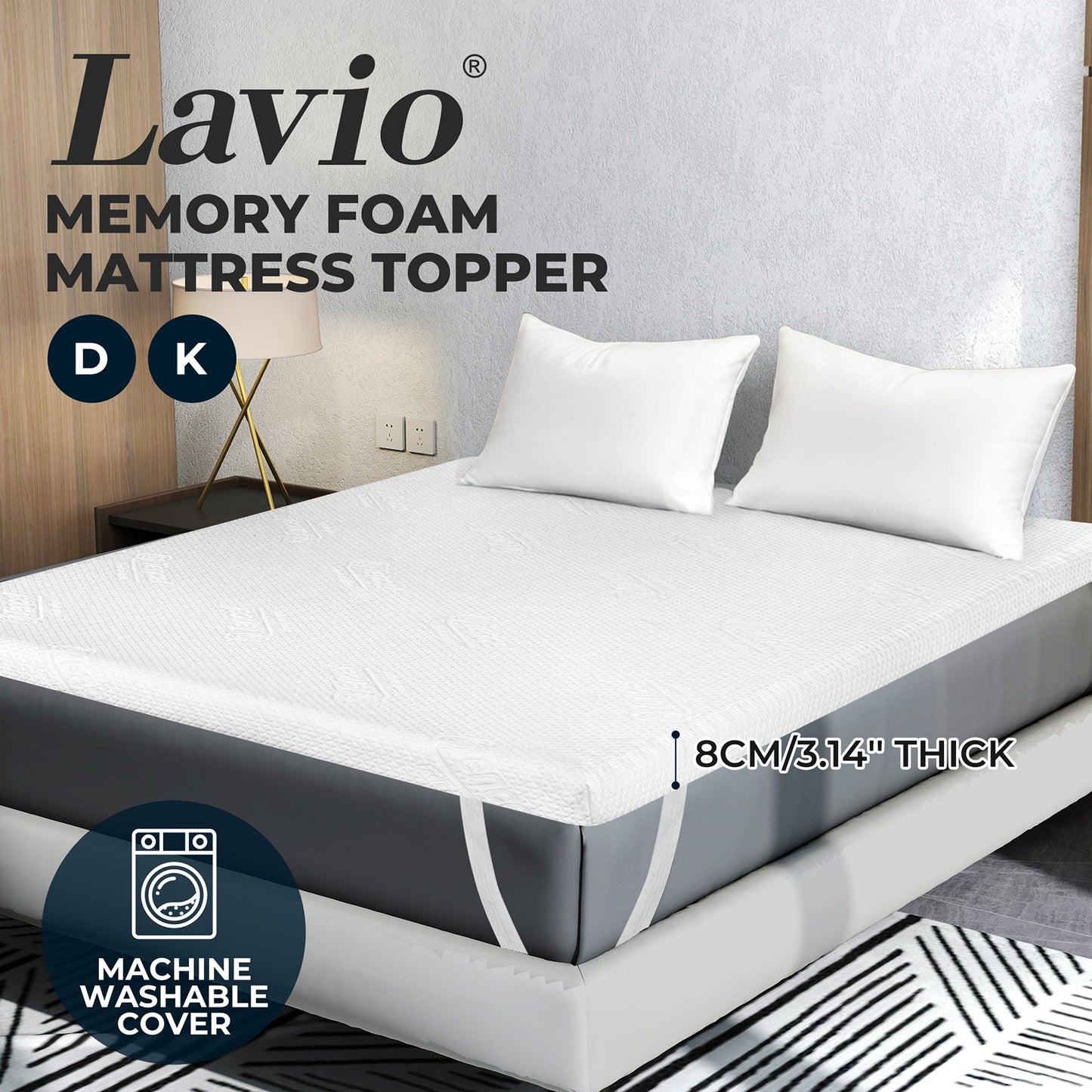 Bamboo Charcoal Mattress Topper Memory Foam Cooling Gel King Double Thick 8cm