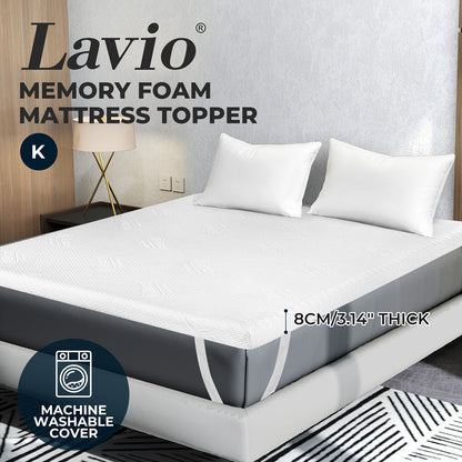 Memory Foam Mattress Topper King Bamboo Charcoal Cooling Gel 8cm Thick Washable