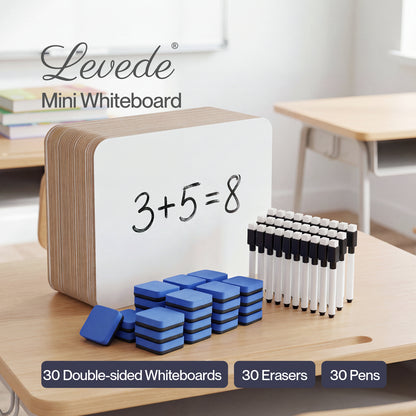 Levede Mini Whiteboard 30 Pack White Boards With Pens Erasers Classroom White