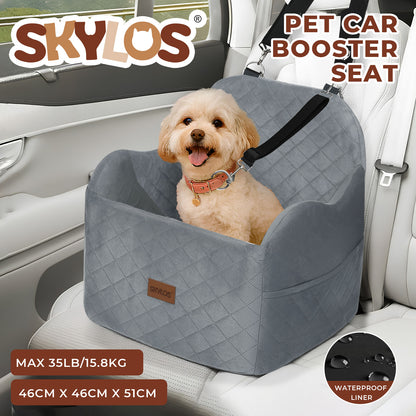 Skylos Dog Booster Car Seat for Small to Medium Pets up to 35 lbs Portable Grey